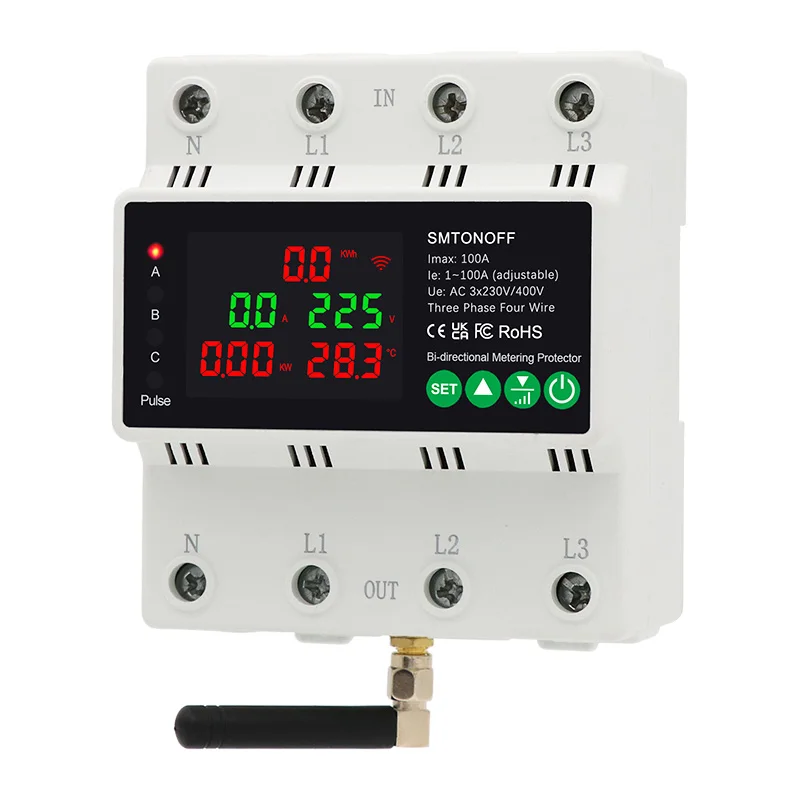 3 Phase 4 Wire 380V 100A Tuya WiFi Smart Bi-Directional Energy Power kWh Meter Auto-Reclosing Over Under Voltage Protector-2