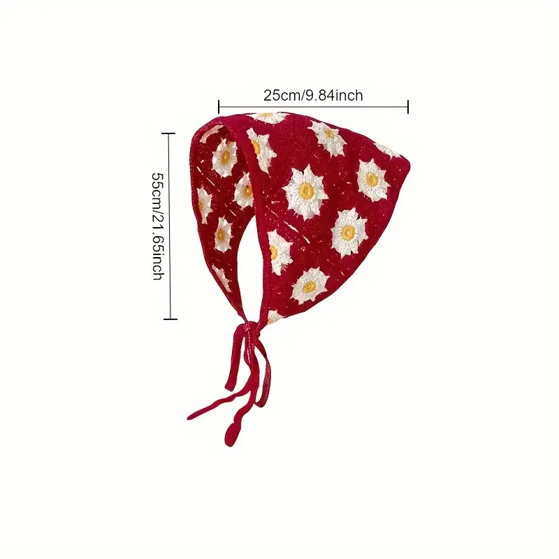 Elegant Knitted Triangle Scarf Headband for Women Fashion Girl strawberry Versatile pattern Hair Band Hair Accessory-4