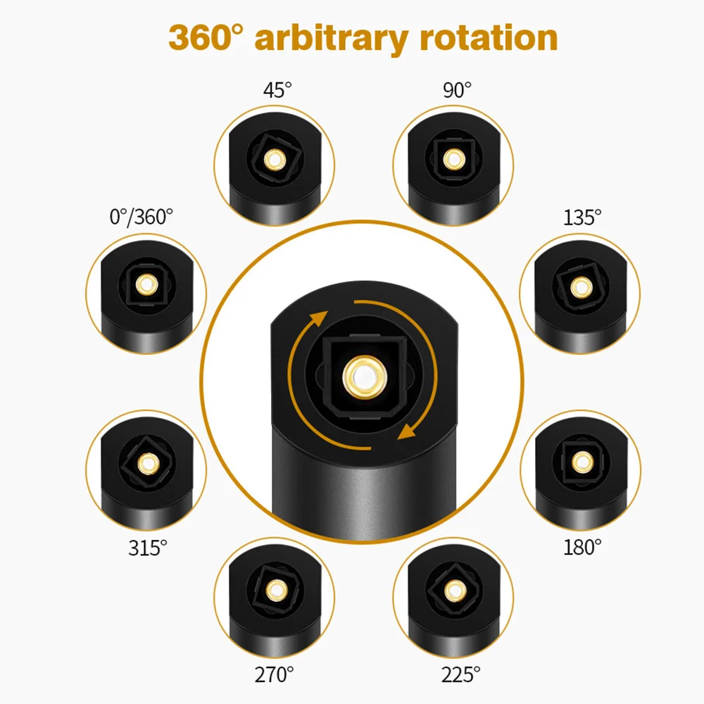90° Elbow Digital Optical Audio Toslink Cable HIFI 5.1 SPDIF Coaxial Cable 360° Rotatable For Amplifier TV PS4/XBOX Sound Bar-3
