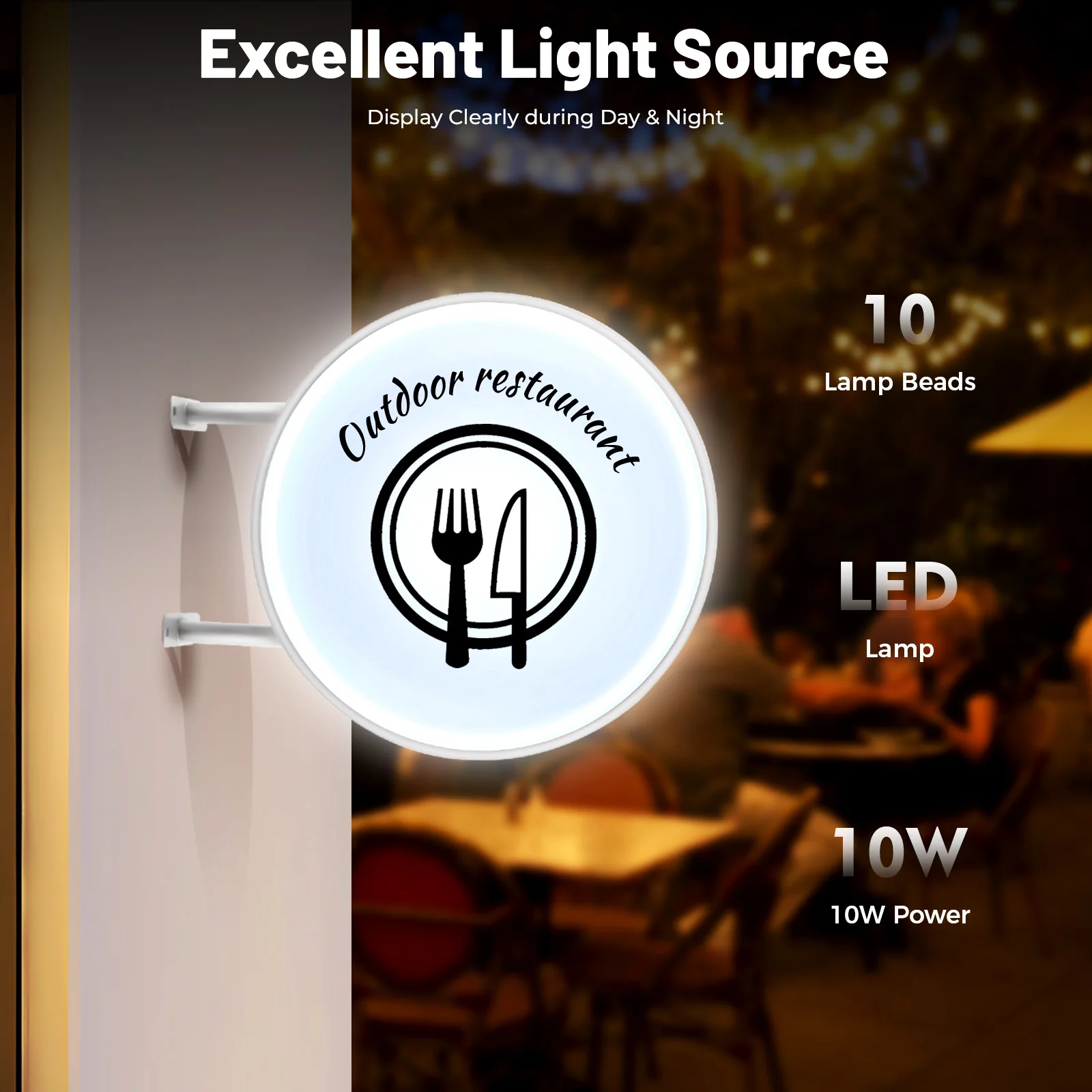 20Inch Round LED DoubleSided Advertising Light Box EU Plug 220V IP67 Waterproof for Store Display-4