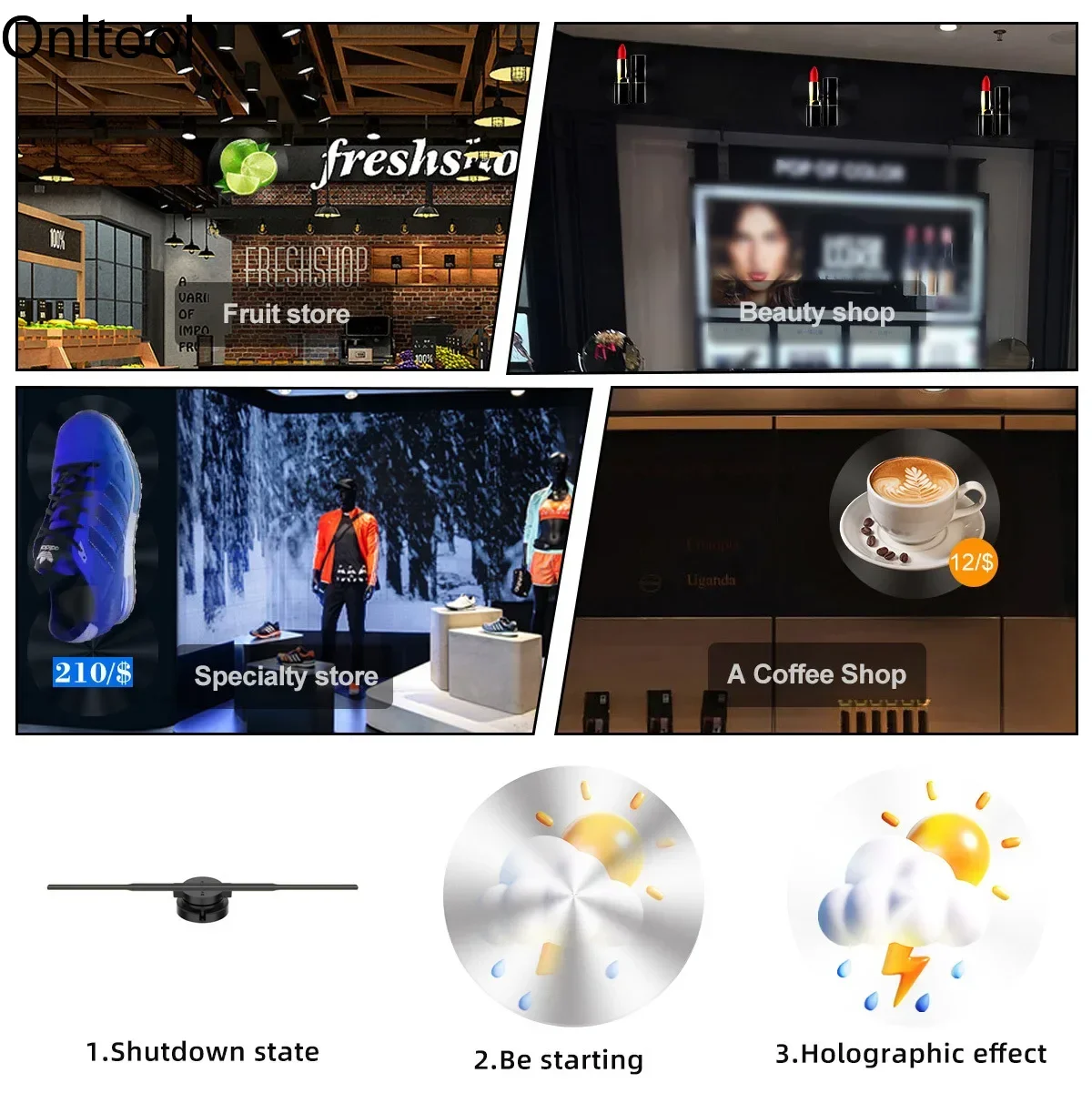 42-100CM 3D Hologram Fan Projector Wifi Display Advertising Logo Light Led Sign Holographic Lamp Three-Dimensional Projectors-4