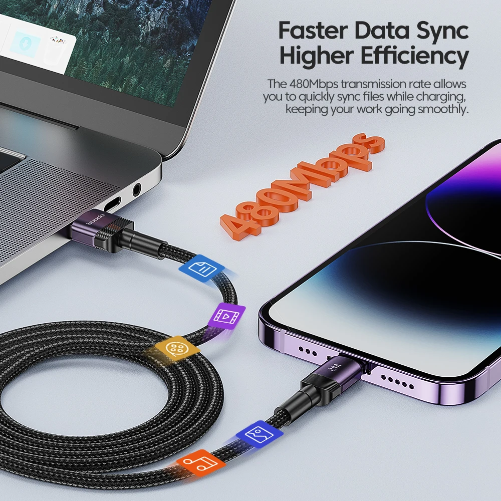 Toocki USB Cable For iPhone 14 13 12 Pro Max X XS XR 8 7 Plus iPad Fast Charging Charger USB To iP Cable For iPhone Data Cord-4