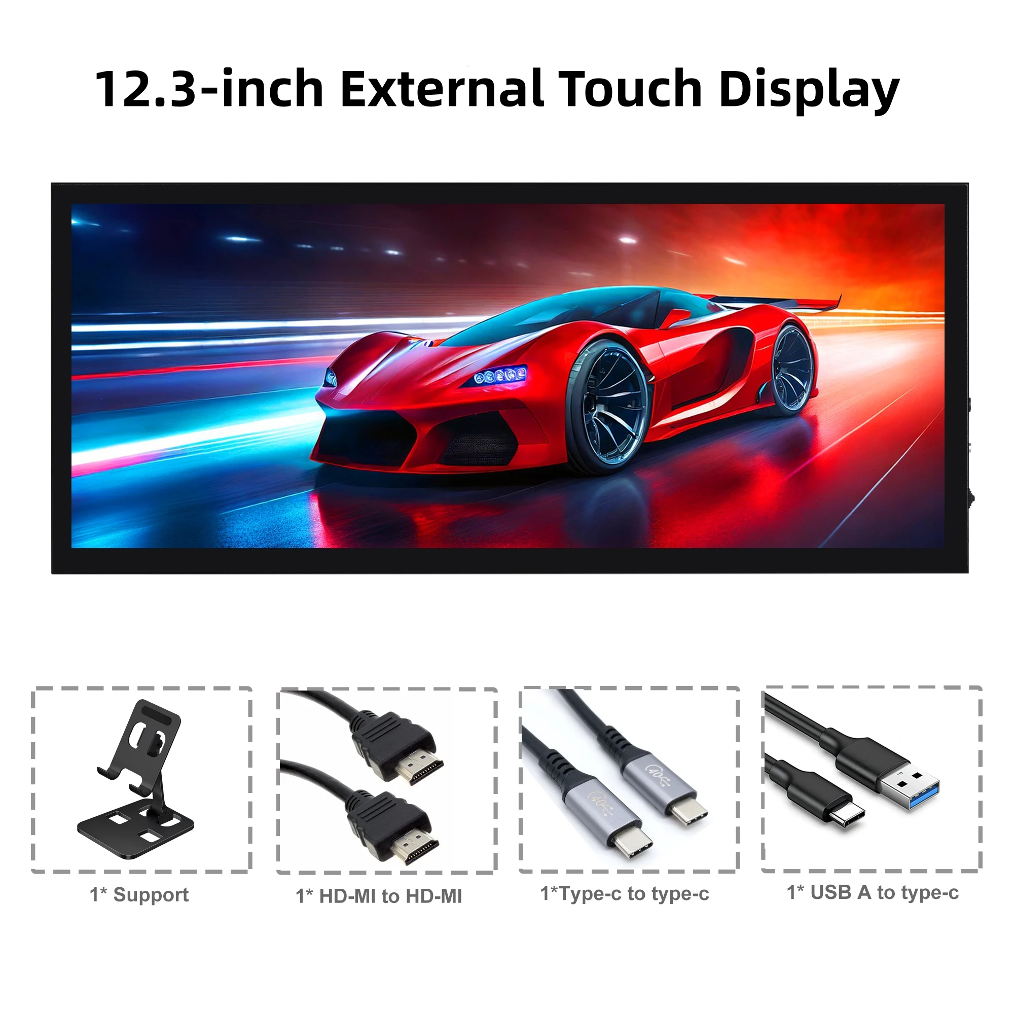 Wisecoco 12.3/14.5 Inch 2K 2560x720 IPS Touch Gaming Portable Monitor HDMI External Secondary Screen Auxiliary Display-6