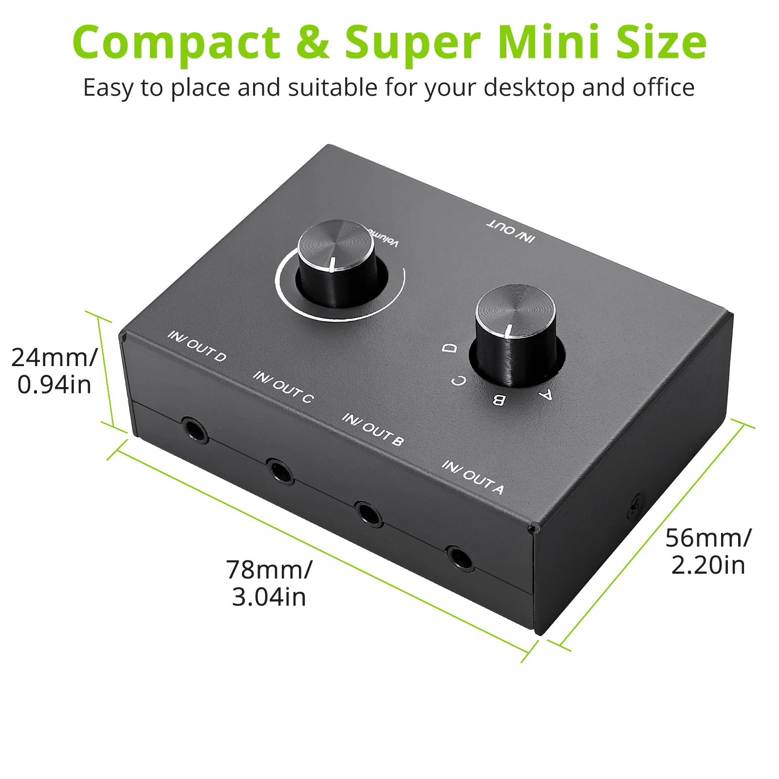 4 Way/2 Way 3.5mm Stereo Audio Switcher Bi-Directional Audio Switch Splitter Box 2 In 1 Out 4 In 1 Out with Mute Button-4