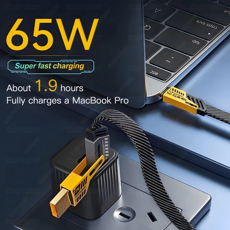 4in1 Type C to Type C 65W Mecha Style Fast Charging Cable for iPhone Samsung Xiaomi Redmi POCO OnePlus USB A to USB C Data Cord-2