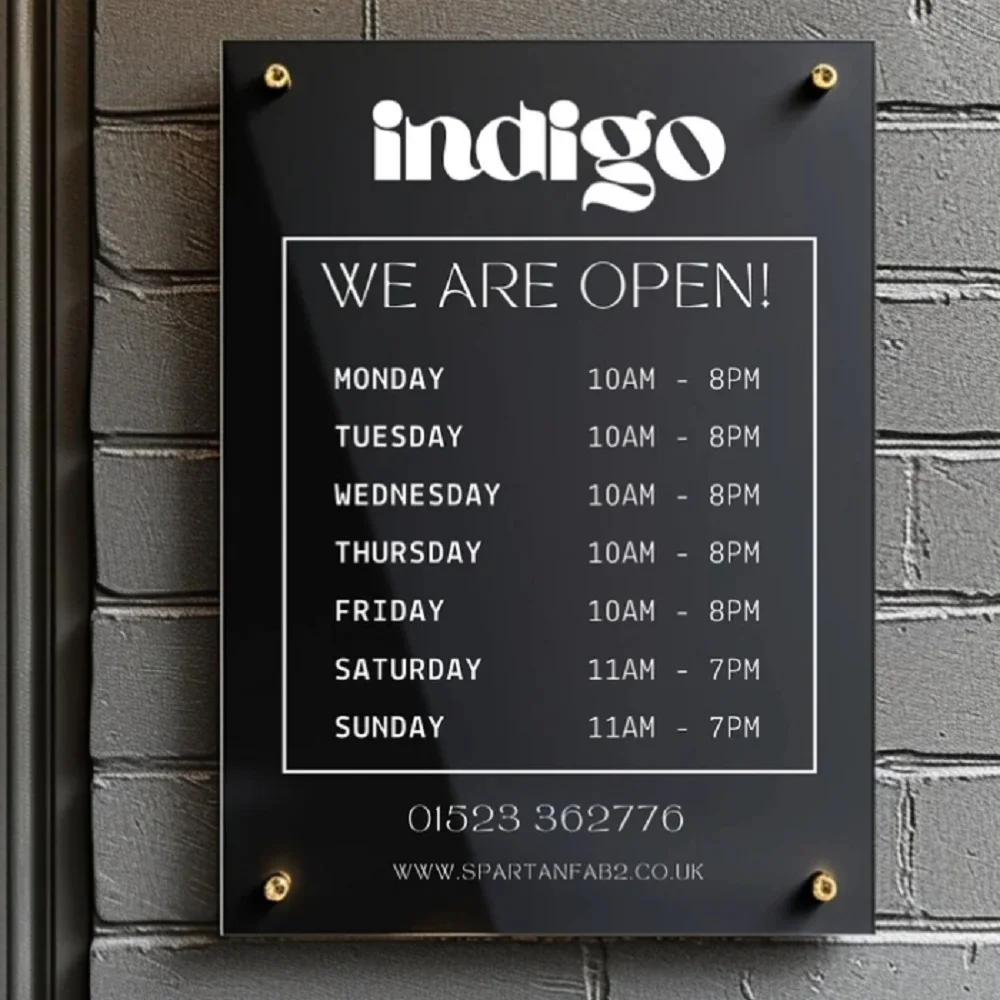 Custom Printed Acrylic Business Hours Sign Shop Opening Times Outdoor Office Sign Reception Signage Plaque-5