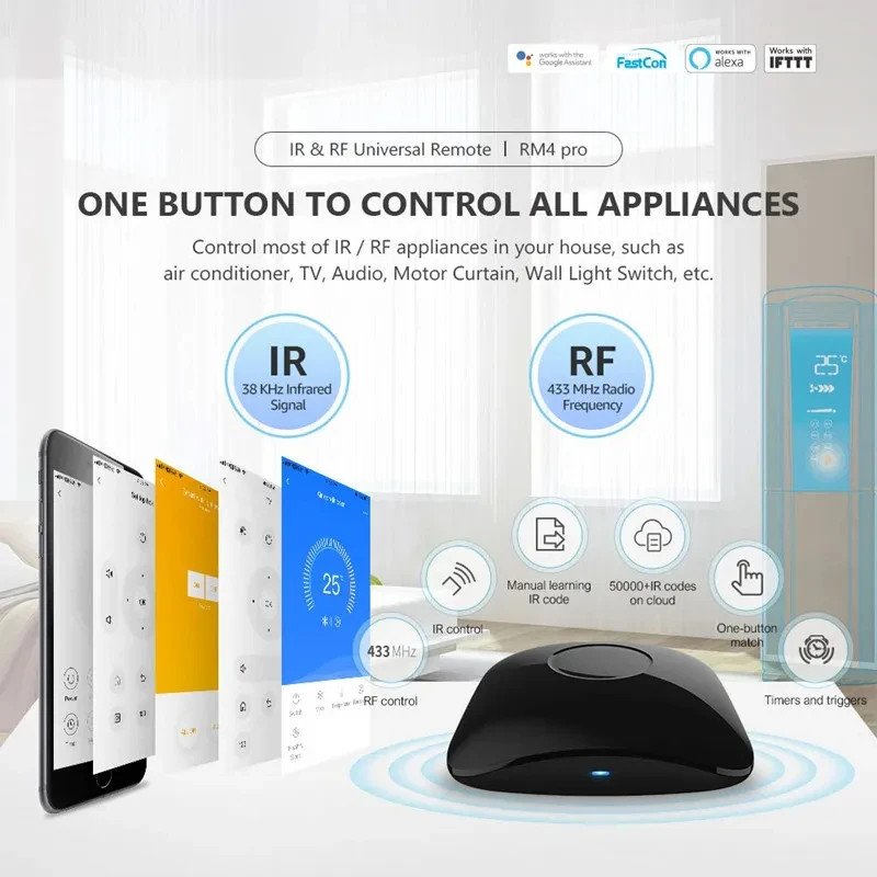 Original Broadlink RM4 Pro IR RF WIFI Universal Smart Remote Control RM4Pro SmartHome Automation Work With Alexa and Google Home-3