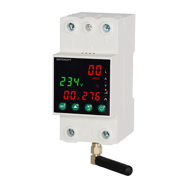 Tuya WiFi Single Phase 2P 63A Auto-Reclosing Over Under Voltage Protector Prepaid Meter Timer Switch Voice Remote Control-2