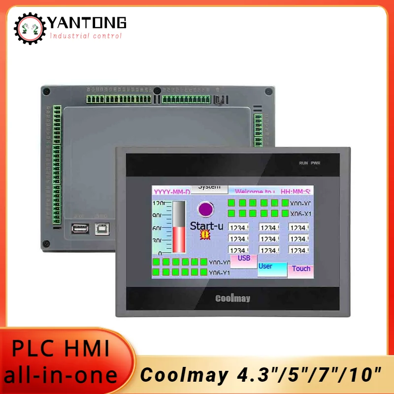 Coolmay 4.3"/5"/7"/10" Integrated HMI PLC all in one QM3G-43FH/50FH/70FH/70KFH/100FH Support Analog  customization And Ethernet