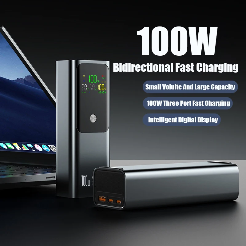 50000mAh Portable Color Screen Power Bank Supports PD100W Bidirectional Fast Charging Suitable For IPhone Laptop Samsung-2
