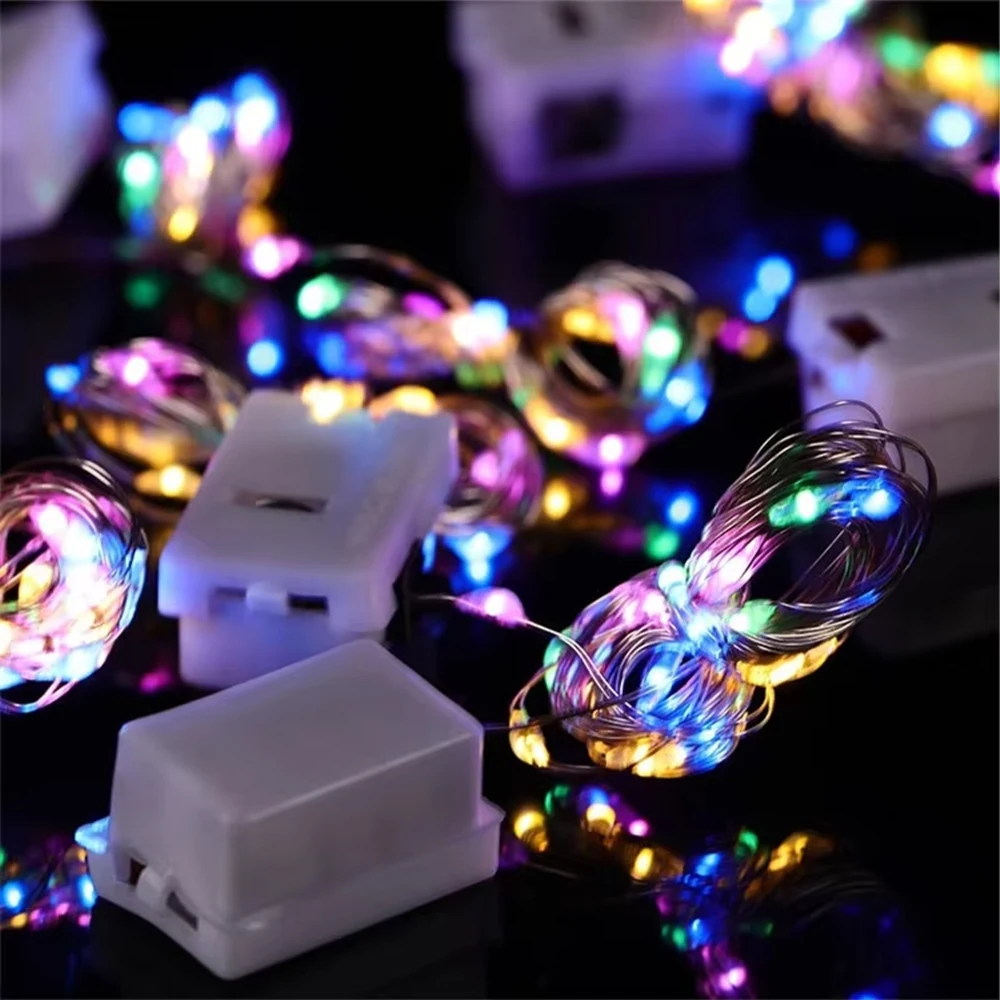 10pcs LED String Light Battery Operated Copper Wire Fairy Lights Festive Decoration With Flashing Modes Home Decor ﻿-4