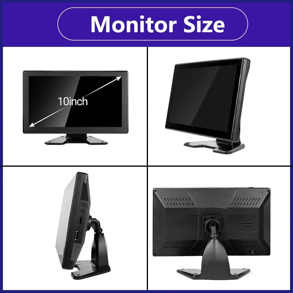 10.1 Inch Touch Screen 4 Ch Split Screen Car MP5 DVR Monitor with BT FM 170°AHD 1080P Camera Can Swivel for RV/Truck/Bus/Trailer-4