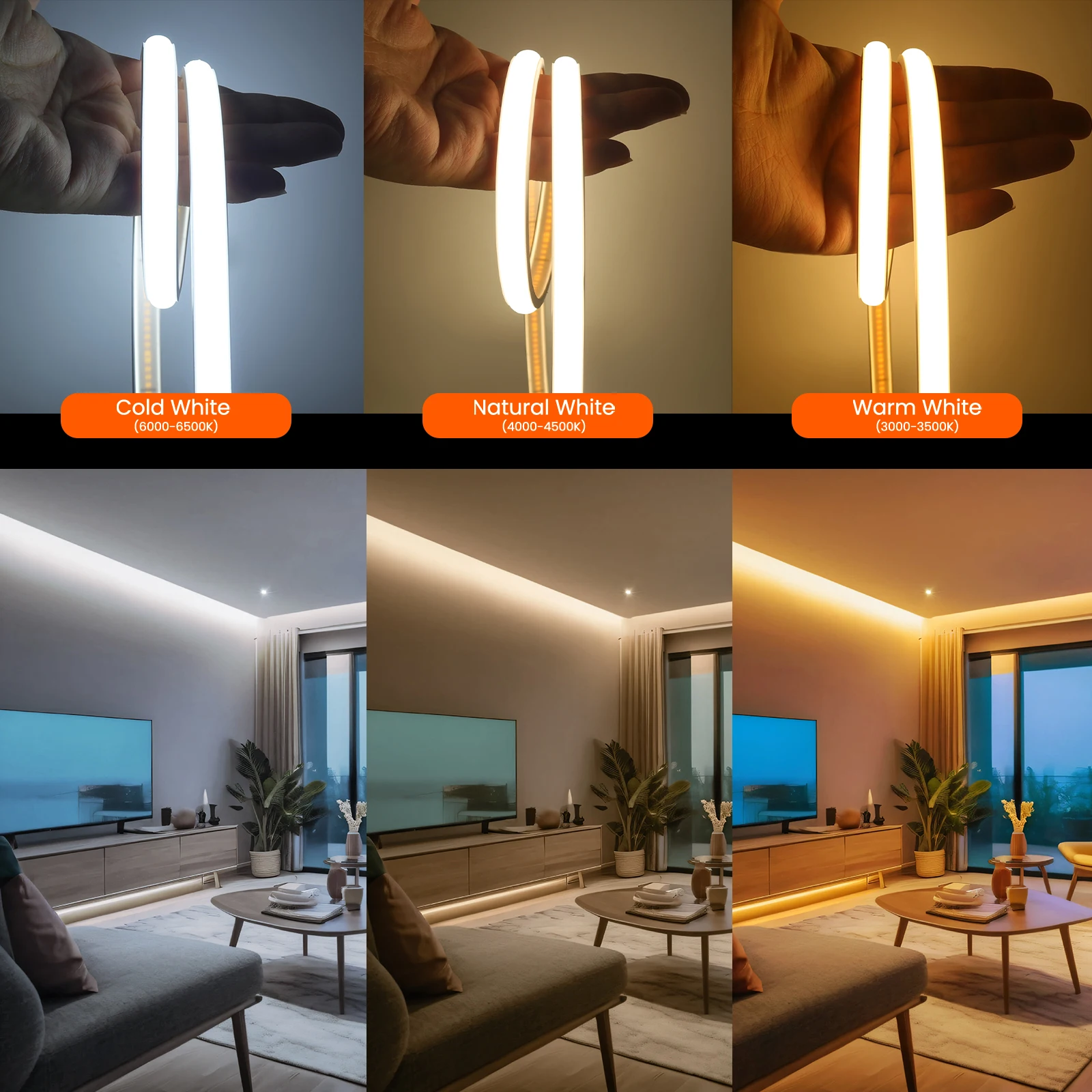 Waterproof COB LED Strip Light 12V 24V Flexible LED Neon Light 0.5-20M 320LEDs High Density Linear Lighting COB LED Lights-4