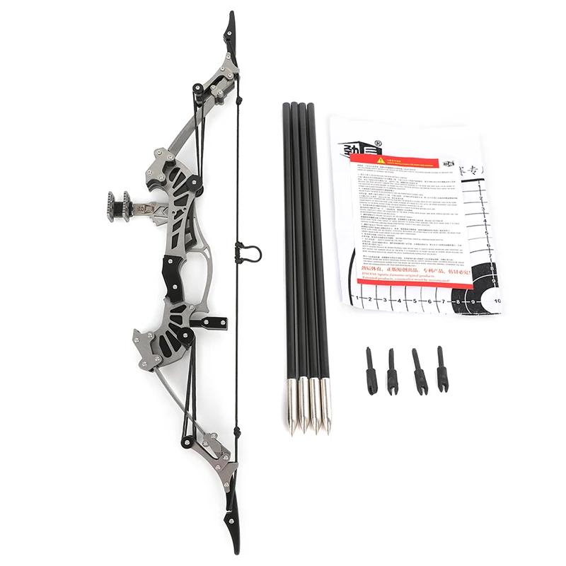 1 Set 16.4 Inch Mini Compound Bow Stainless Steel 16 Ibs Dyneema Bow String with Arrow for Archery Shooting Hunting Outdoor Spor