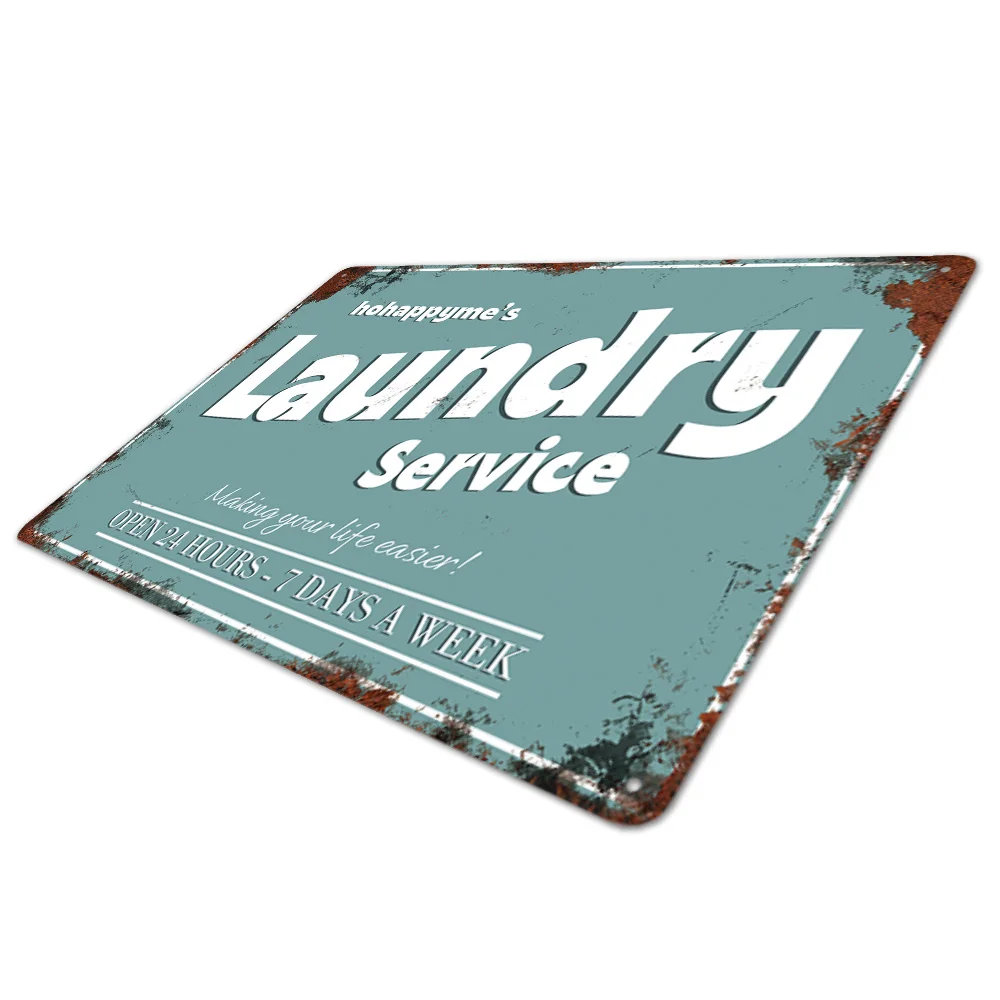 Personalized Laundry Service Vintage Metal Sign Customized Shop Wall Hanging Tin Signage Retro Panel 8