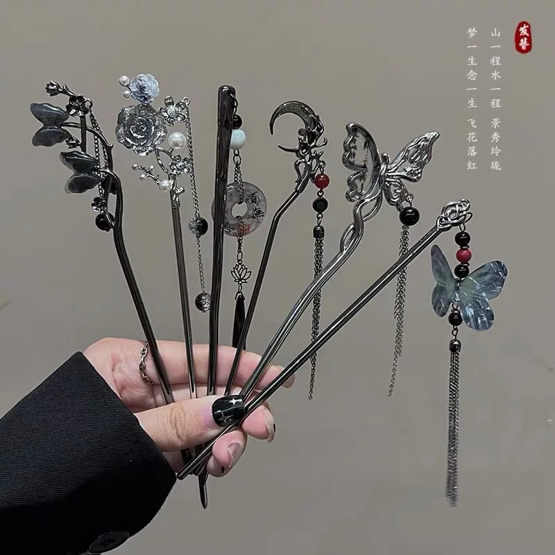Ancient Chinese Style Elegant Butterfly Tassel Hair Stick for Women Girls Classical Hairpin Chinese Hair Accessories Jewelry-2