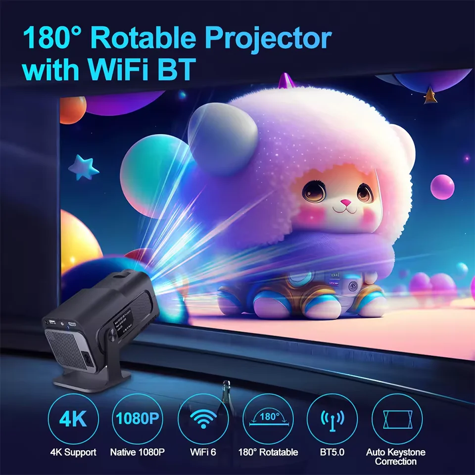 KaiAqua 4K Android 11 Projector Native 1080P 390ANSI HY320 Dual Wifi6 BT5.0 1920*1080P Cinema portable Projetor upgrated FY300-2