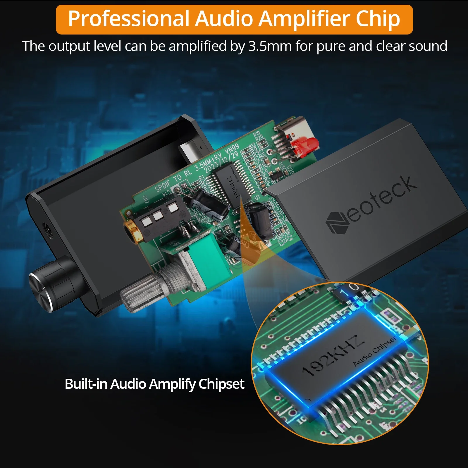 Neoteck 192kHz DAC Converter SPDIF To 3.5mm AUX Digital To Analog Audio Converter Optical Toslink To 3.5mm Audio Adapter-2