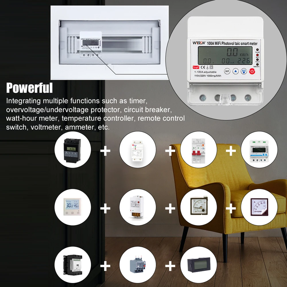 Tuya WiFi Intelligent Photovoltaic Meter Breaker Timer Solar Bidirectional Hour Meter Electronic Appliances Remote Controller-6