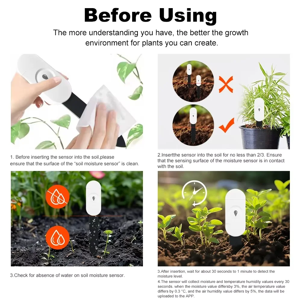 Smart ZigBee Soil Moisture Sensor Temperature Meter Humidity Sensor Plant Monitor Detector Garden Plants Automation Irrigation-6