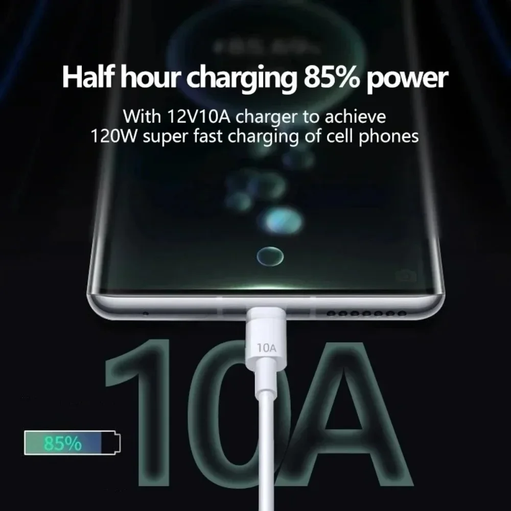 120W 10A USB -C Quick Charging Cable for Samsung Xiaomi Huawei USB C Mobile Phone Data Cord Super Fast Charge Data Cable 0.25-2M-4