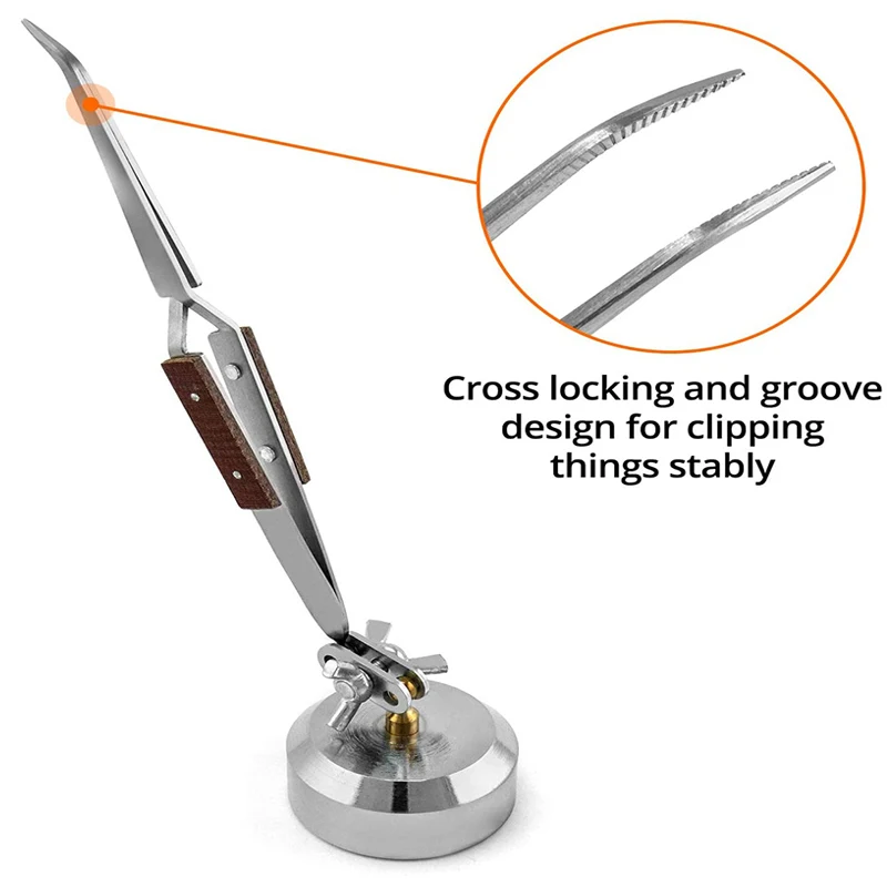 Curved Straight  Rebound Jewelry Welding Tweezers Soldering Tweezer Selflock Jewelers Jewelry Making Tools Repair locking pick-2
