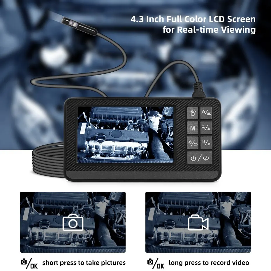 KERUI Dual Lens Industrial Endoscope Inspection Camera 4.3