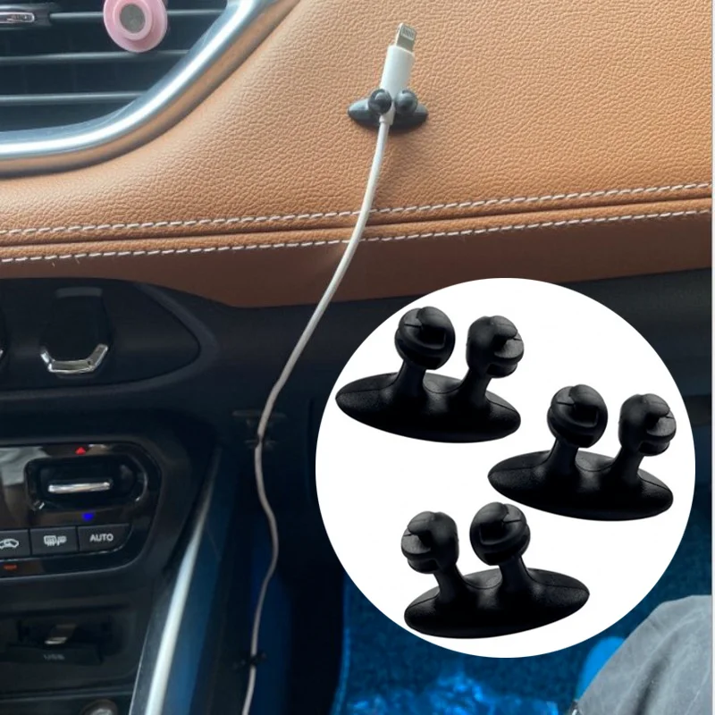 Car Dashboard Phone Charger Cable Manager Hook Headphone Line Organizer Clasp Clamp Holder Auto Interior Accessories-3