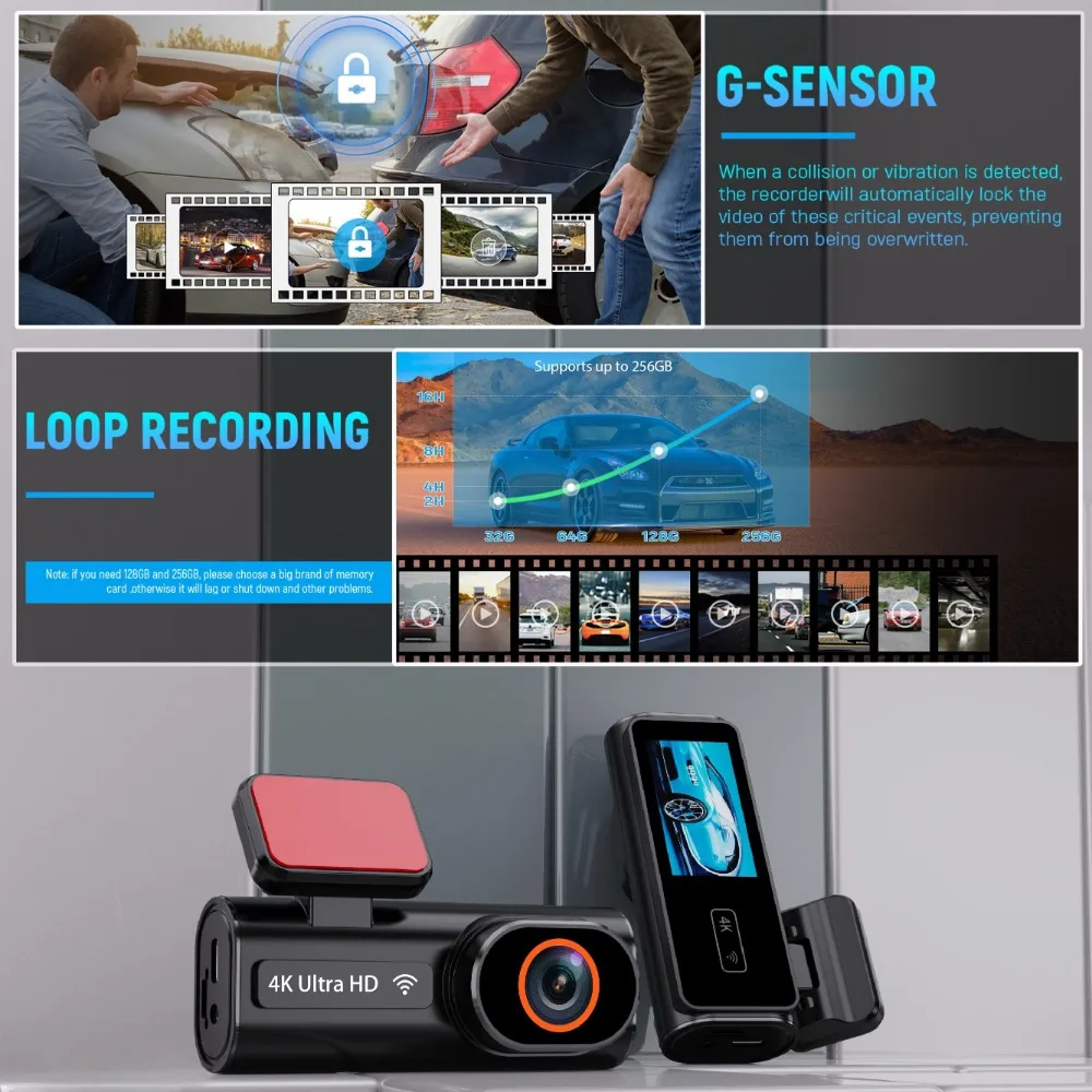 Aprilboy 4K WIFI Dash Cam Mini CAR DVR Front and Rear Dual Lens With 1080P Black Box Room Night Vision Camera Parking Monitor-5