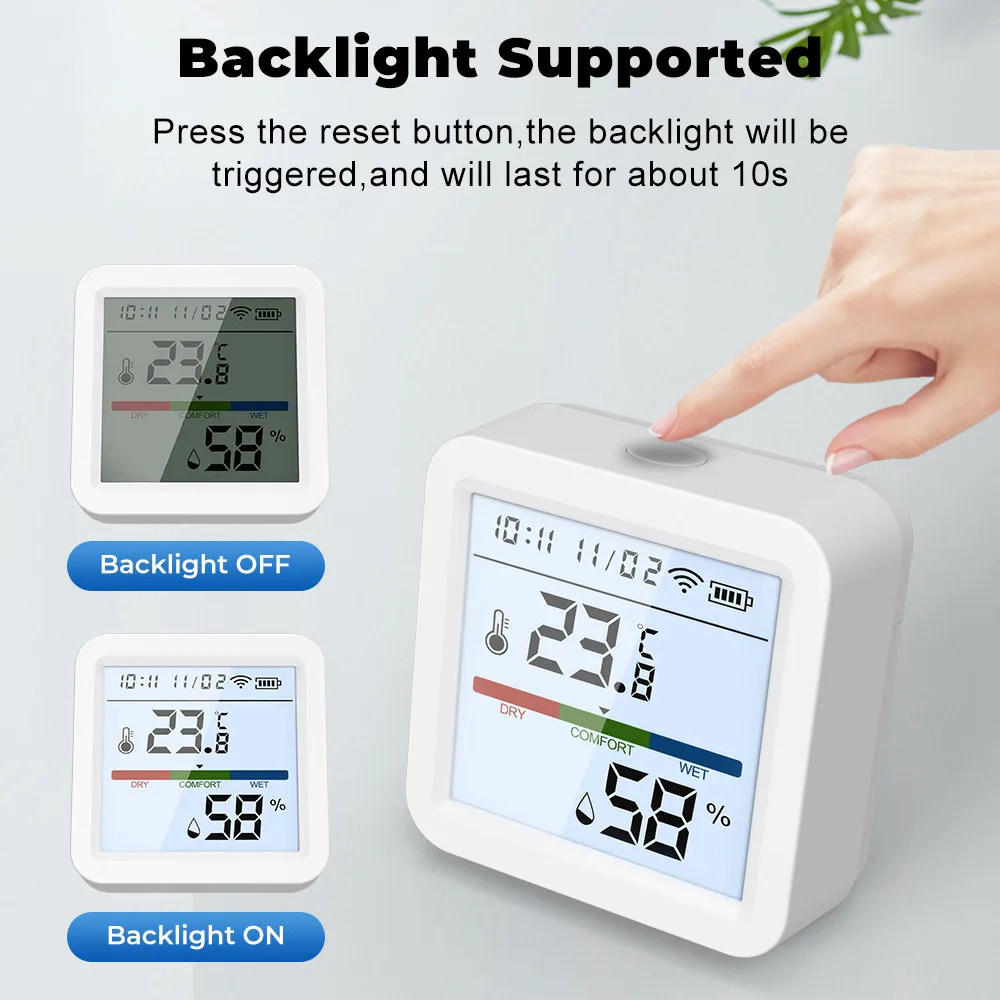 Tuya Smart Temperature And Humidity Sensor WiFi/Zigbee With Backlight Indoor Hygrometer Voice Control Via Alexa Google Home-3