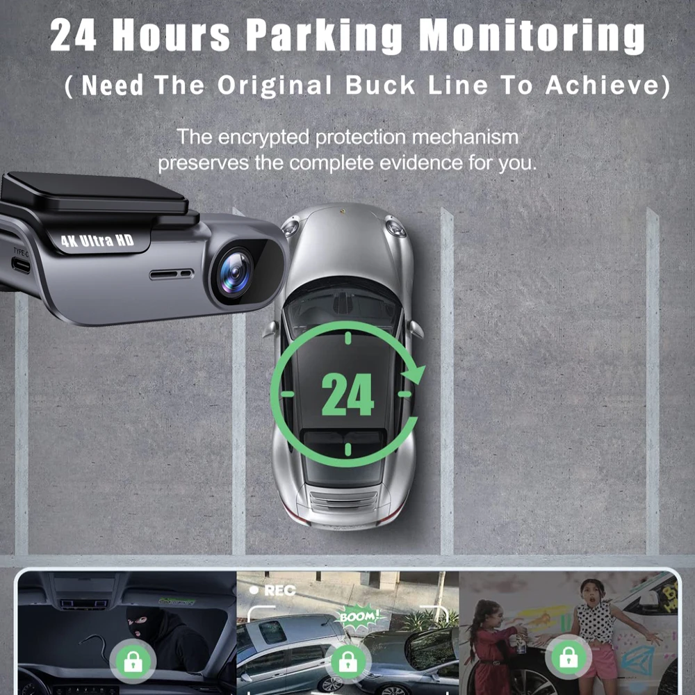 4K 3840*2160P Dash Cam WIFI Car DVR Camera Video Drive Recorder Dashcam Registrar Black Box 24 Hour Monitoring Night Vision-6