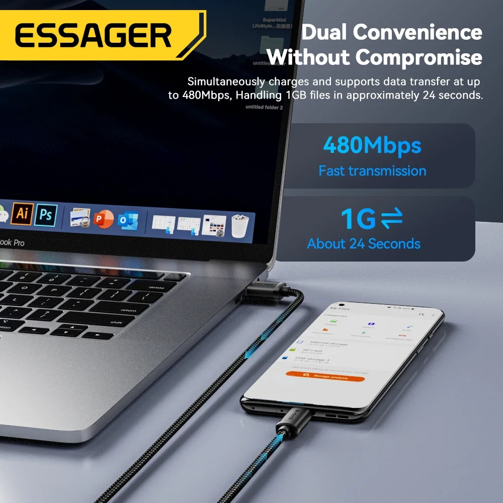 Essager Micro USB Cable 2A Fast Charging USB Cable for  Xiaomi Realme Redmi Samsung Huawei Mobile Phone USB Data Charger Wire 3M-5