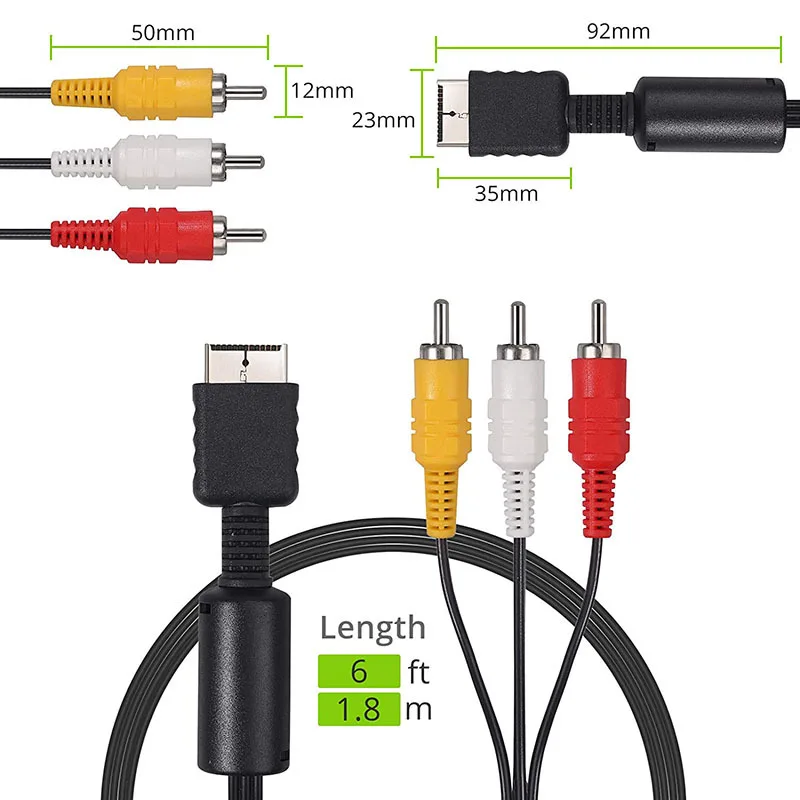 AV Cable for PS3 PS2 PS1 PlayStation Console Audio Video Extend Cord Game Player to LCD Monitor TV RCA Wire Converter Adapter-5