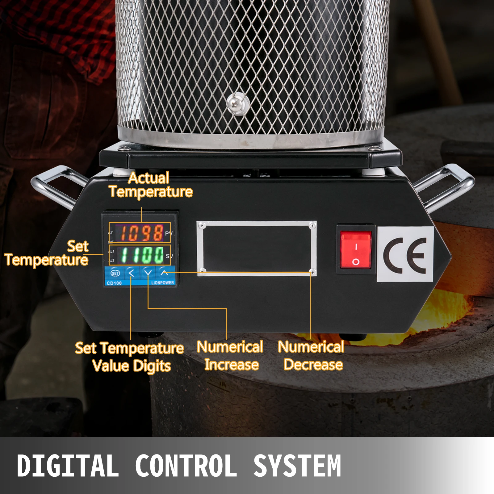 VEVOR 1KG 2KG 3KG 1150 ℃ Digital Automatic Melting Furnace Machine for Casting Refining Melting Scrap Silver Gold Tin Aluminum-4