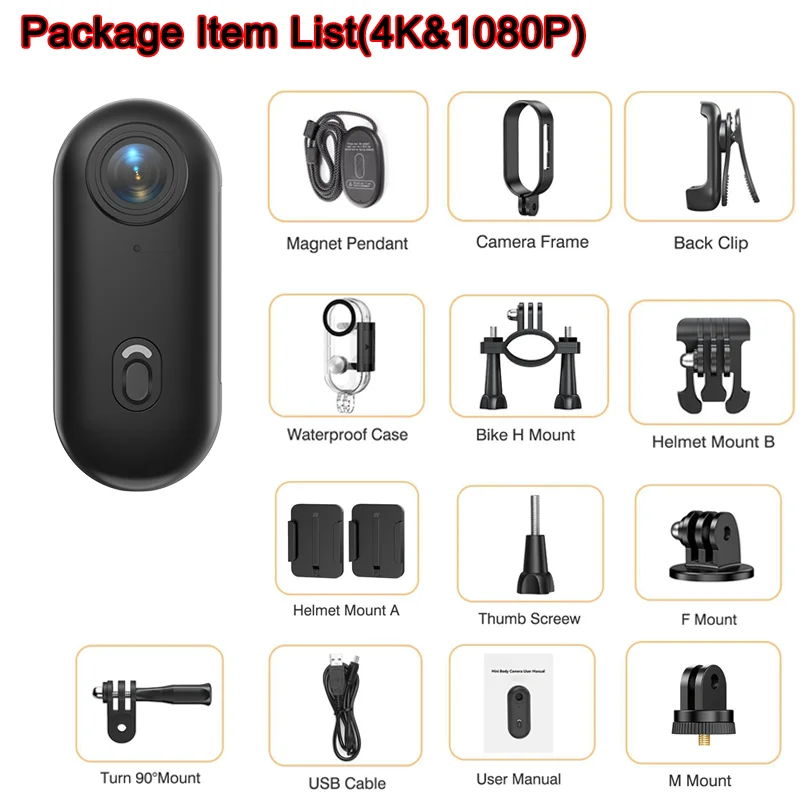 2025 Hot Gift 4K HD Mini Vlog Camera WiFi Wireless 128GB Pocket Action Cam Portable Thumb Body Cam for Sports Photographic Video-4