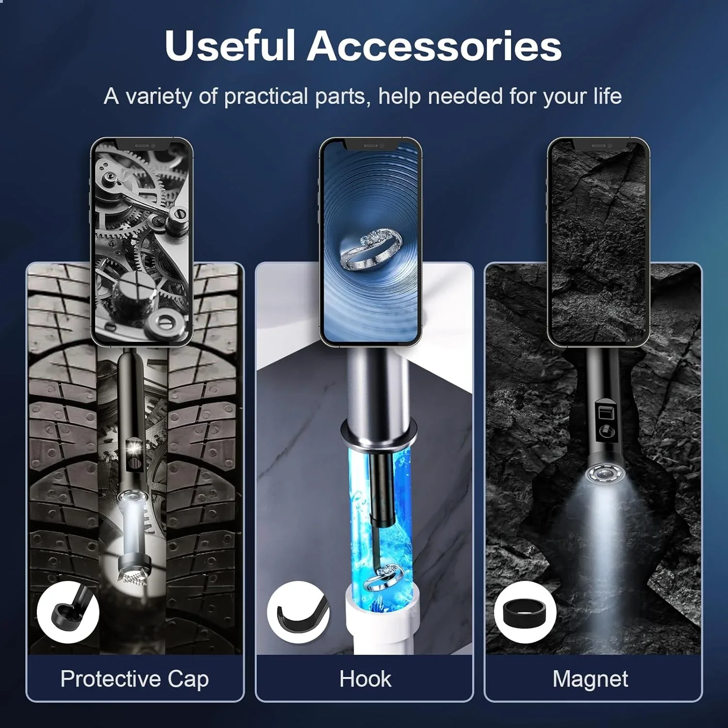 7mm 1080P Endoscope Automotive Boroscope Inspection Device Camera For Apple Iphone IOS Smart Phone Android Type C Cars Mobile-4
