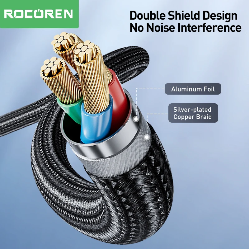 Rocoren AUX Cable Type C to 3.5mm Jack Audio Plug Speaker Adapter For Huawei iPone Realme Car Headphone Computer Converter Wire-4