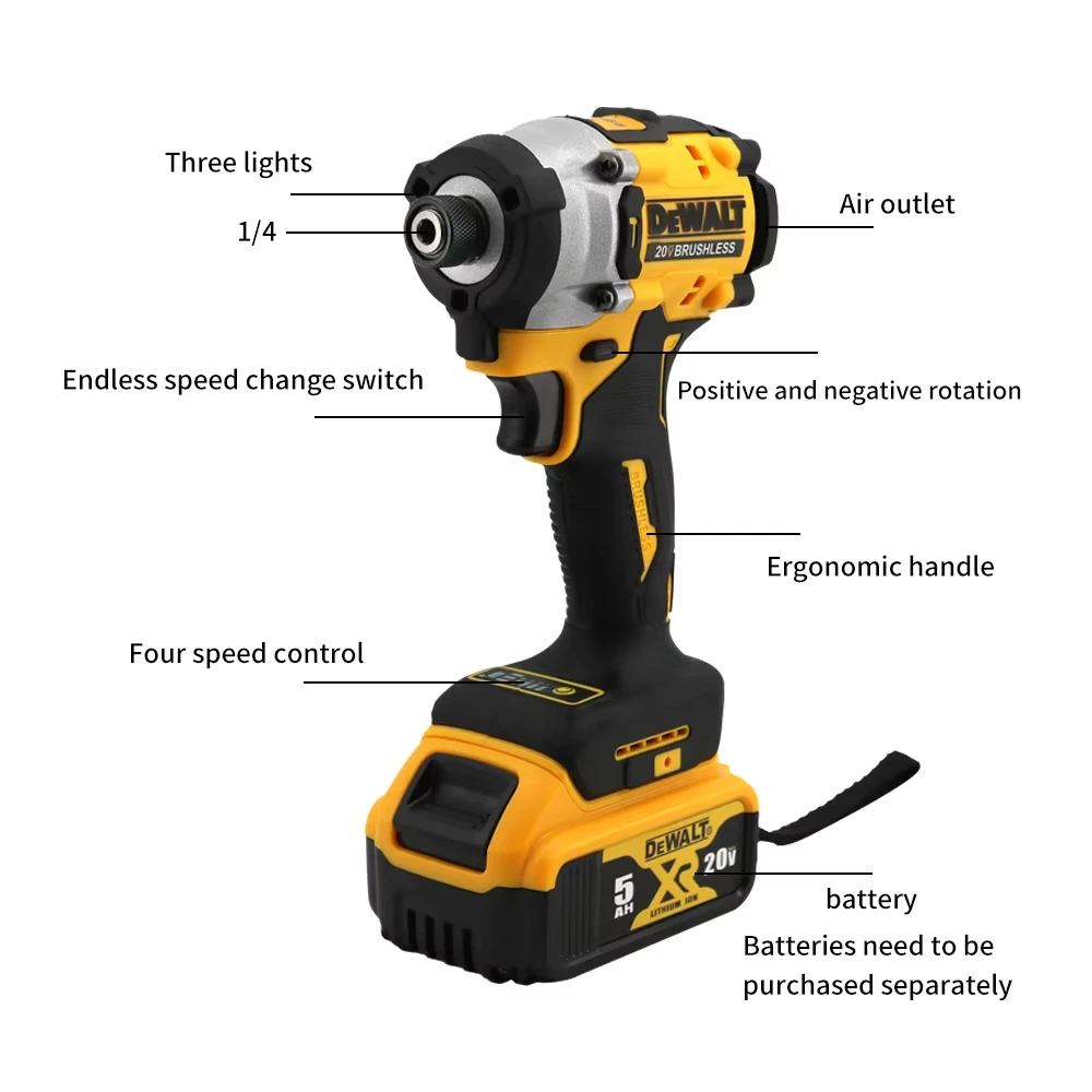DEWALT DCF860 Brushless Impact Drill Compact Driver 282N.m 20V Cordless Electric Screwdriver Rechargeable Power Tools-6