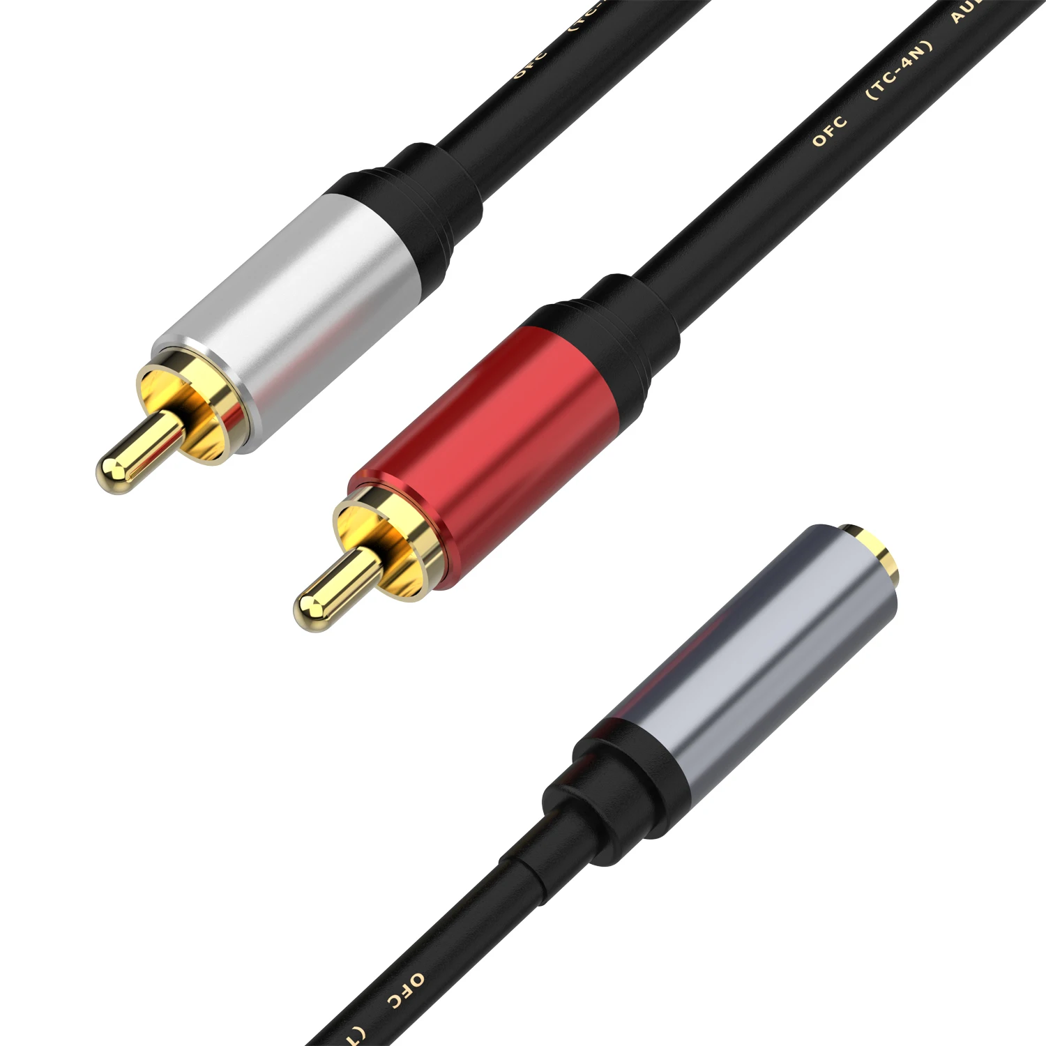 3.5mm Female to 2 RCA Male Stereo Audio Y Cable, Gold Plated Adapter Compatible for TV,Smartphones,Tablets,Speakers,Home Theater-2
