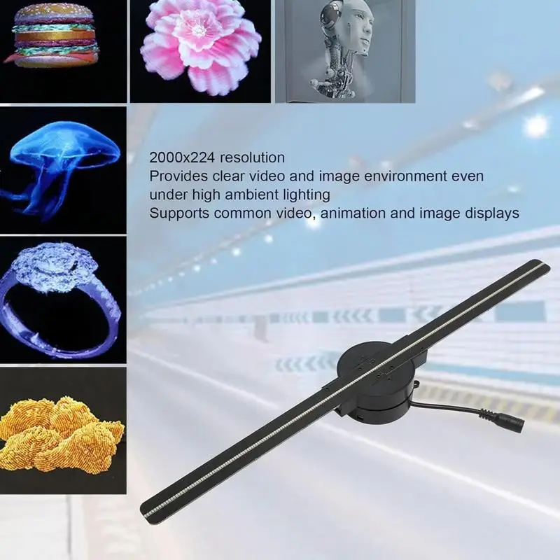 3D Hologram Fan 16.5in WiFi 3D Projector with 224 LED Lights Beads for Business Stores Bars Party Xmas Advertising Display-4