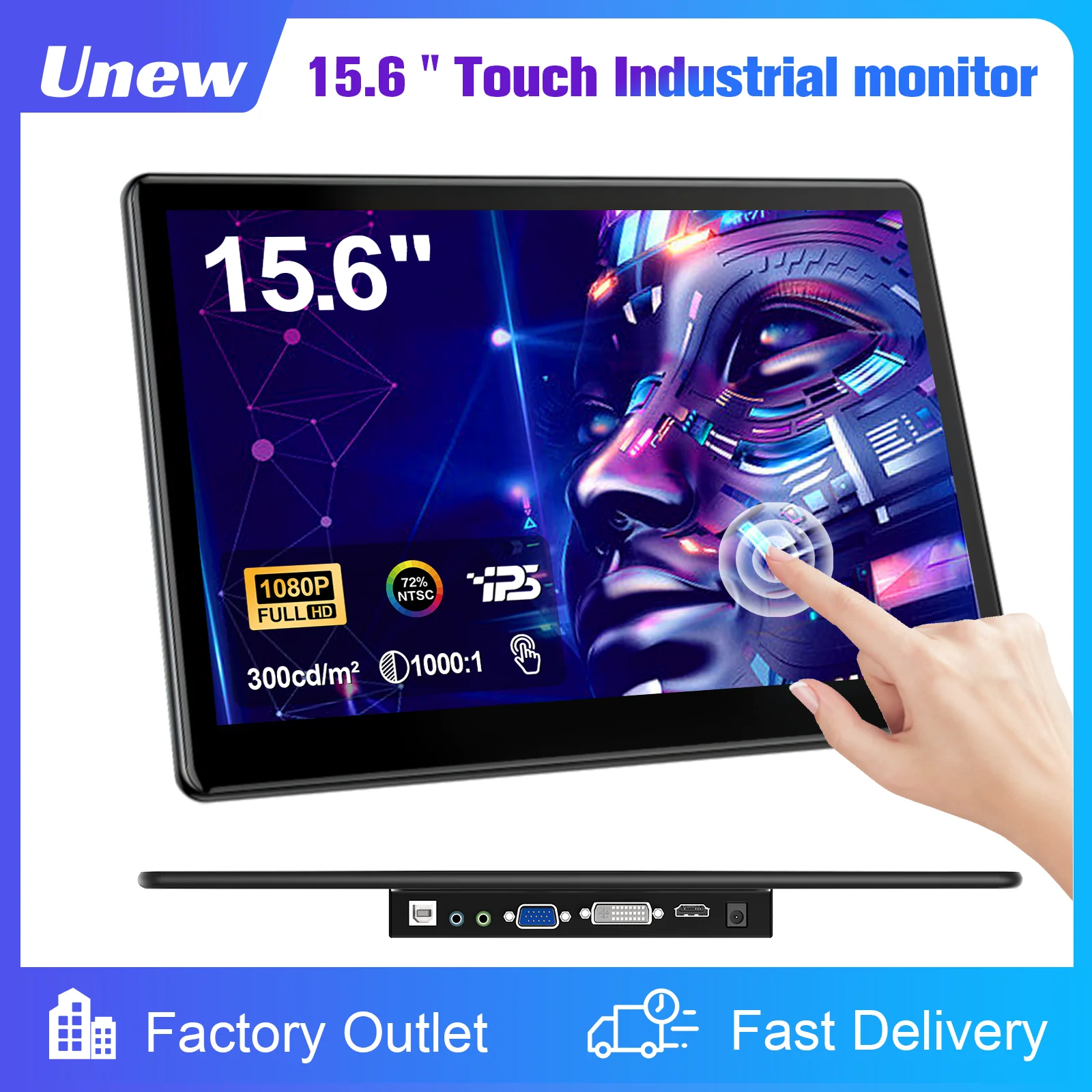 15.6 inch touch monitor display 1080P FHD 1920X1080  suitable for second monitor display supports VGA USB AV HDMI video input