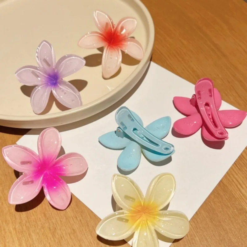 1/6Pcs New Egg Flower Hair Clips 4/7cm for Women Beach Vacation Bohemia Style Bangs Side Large Hair Claw Girls Hair Accessories-3