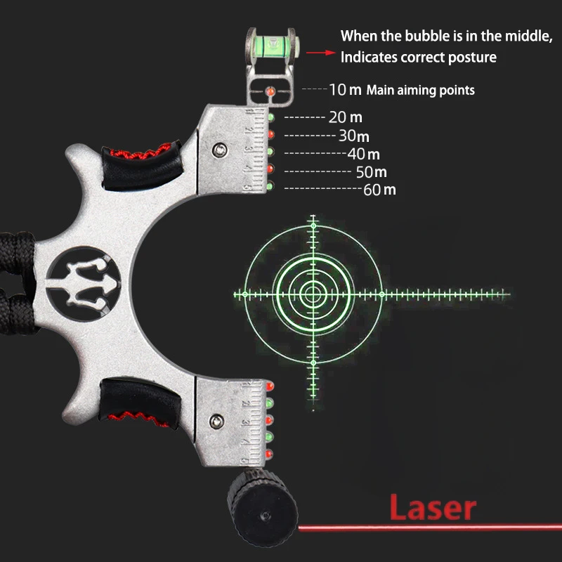 Laser Aiming Metal  Slingshot for New Player Professional Slingsshot Powerful Alloy Bow Shooting Outdoor Hunting Sling Shot-3