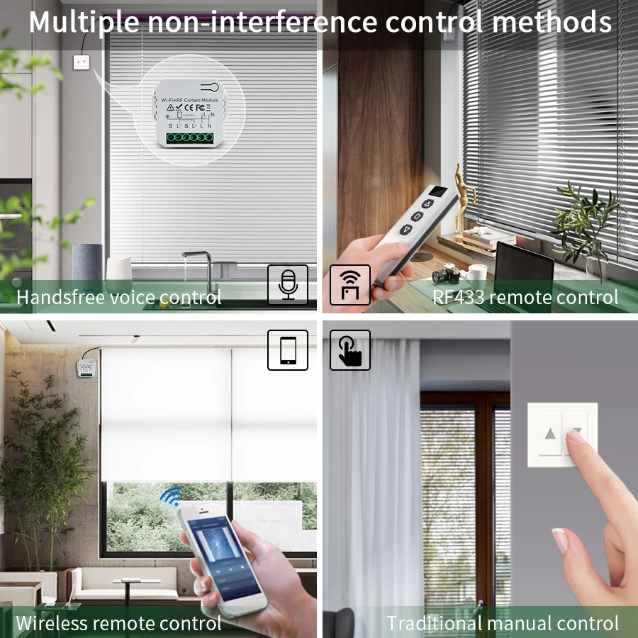 Tuya WiFi Smart Curtain Switch Roller Blinds Shutter Module 433MHz RF Remote Control Works With Alexa Google Home Assistant-2