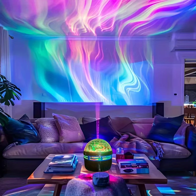 Northern Lights Projector LED Night Light Remote Starry Sky Light Starry Sky Light RGB 7Modes USB Plugin for Kids Room Party KTV-4