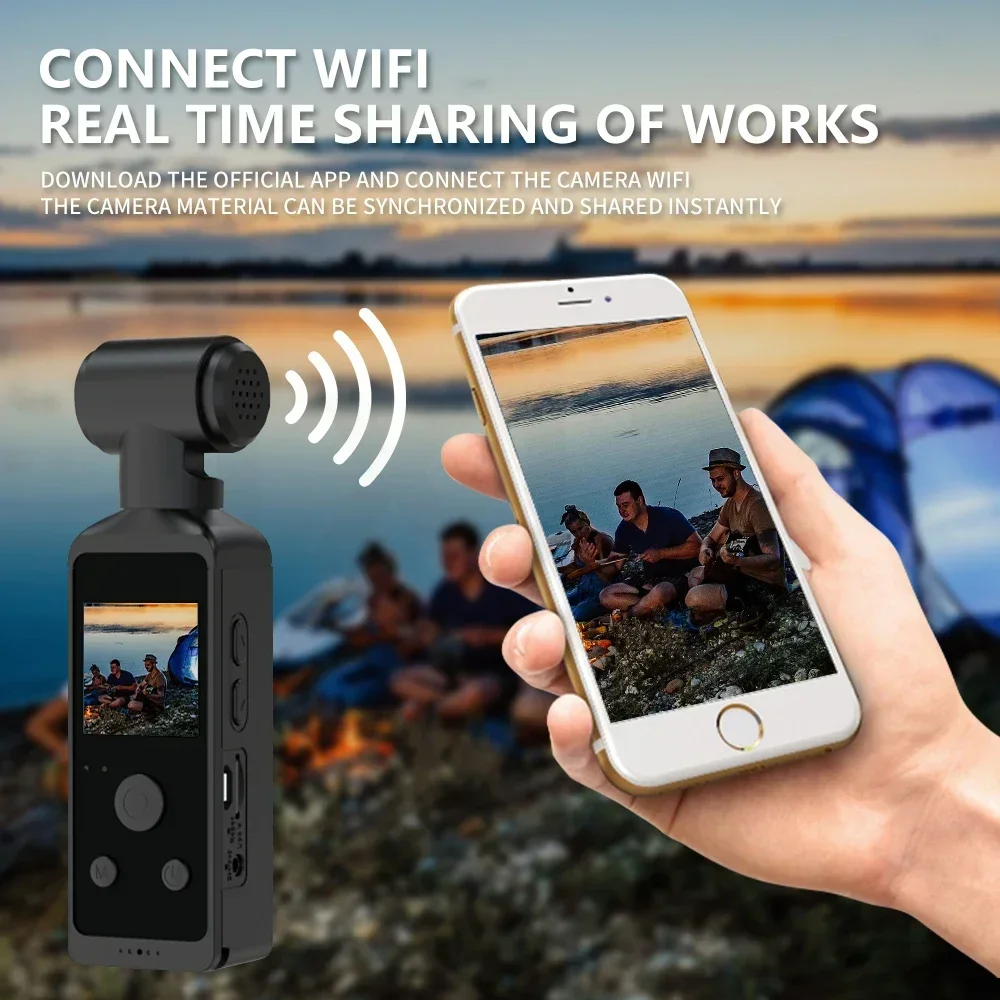 Pocket 4K Ultra HD Action Camera 270° Rotatable Vlog Wifi Mini Sports Cam Waterproof Case Helmet Travel Bicycle Driver Recorder-2