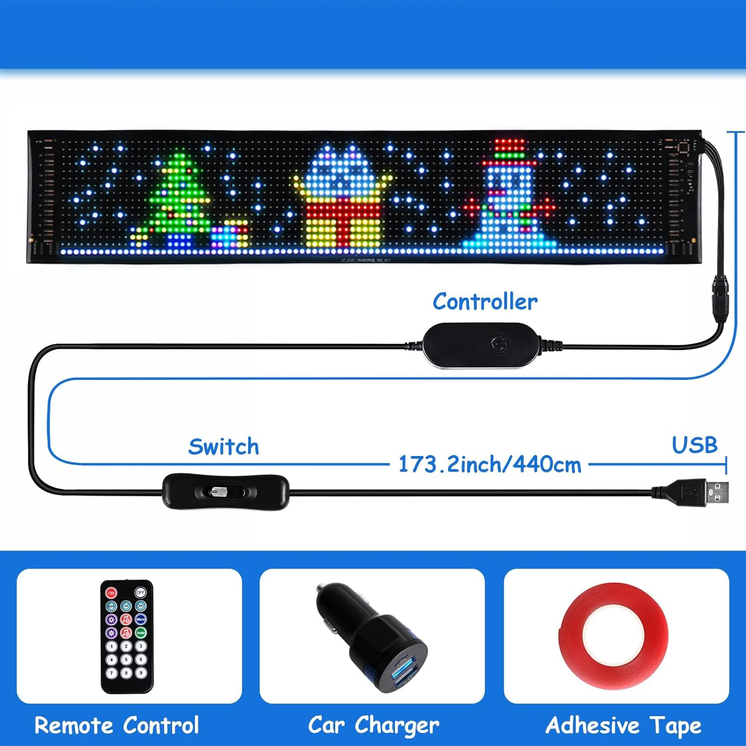 GOTUS bright scrolling LED sign, programmable multiple text pattern display application control LED car store sign-2