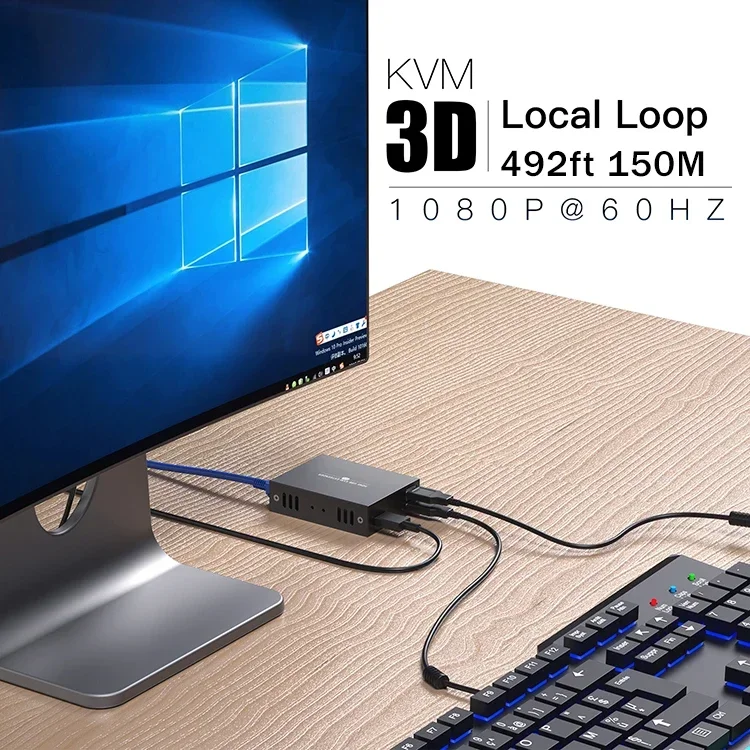 150M HDMI KVM Extender Over IP HDMI USB Extender via cat6 Rj45 Ethernet Network HDMI USB Over UTP/STP Support USB Mouse Keyboard-4