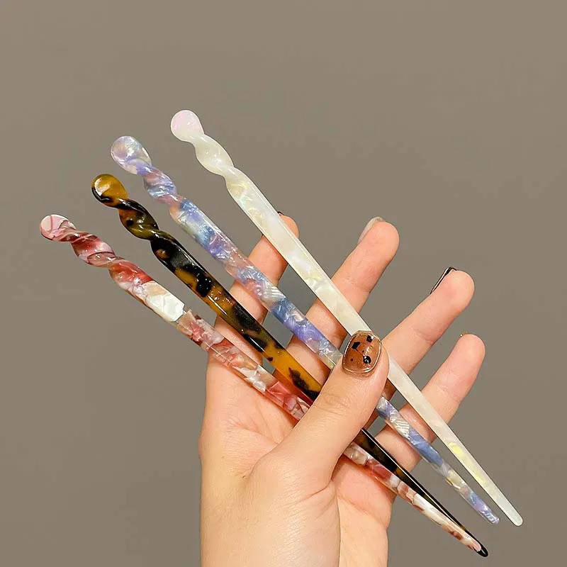 Vintage Chinese Style Hair Sticks for Women Girls Fashion Acetate Chopstick Shaped Hair Clips Pins Jewelry Hair Accessories-2