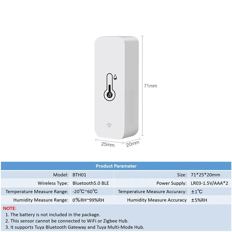 Tuya Smart Wireless Temperature Humidity Sensor Mini Bluetooth-Compatible APP Remote Control Thermometer Hygrometer 2PACK-6